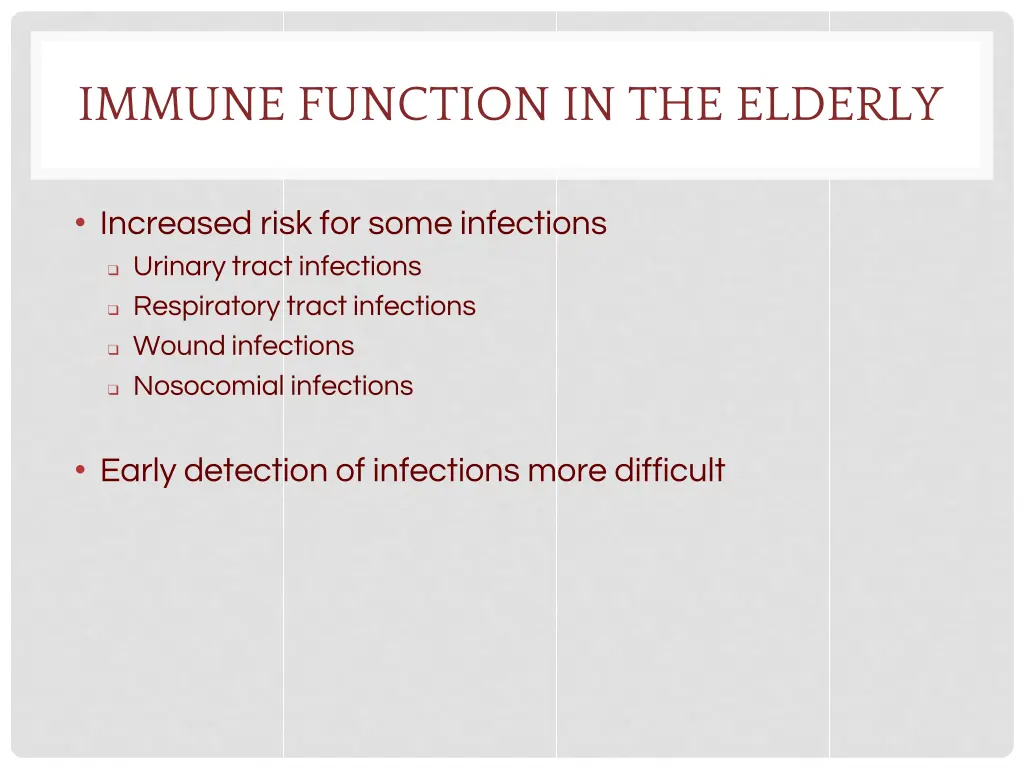 immune function in the elderly