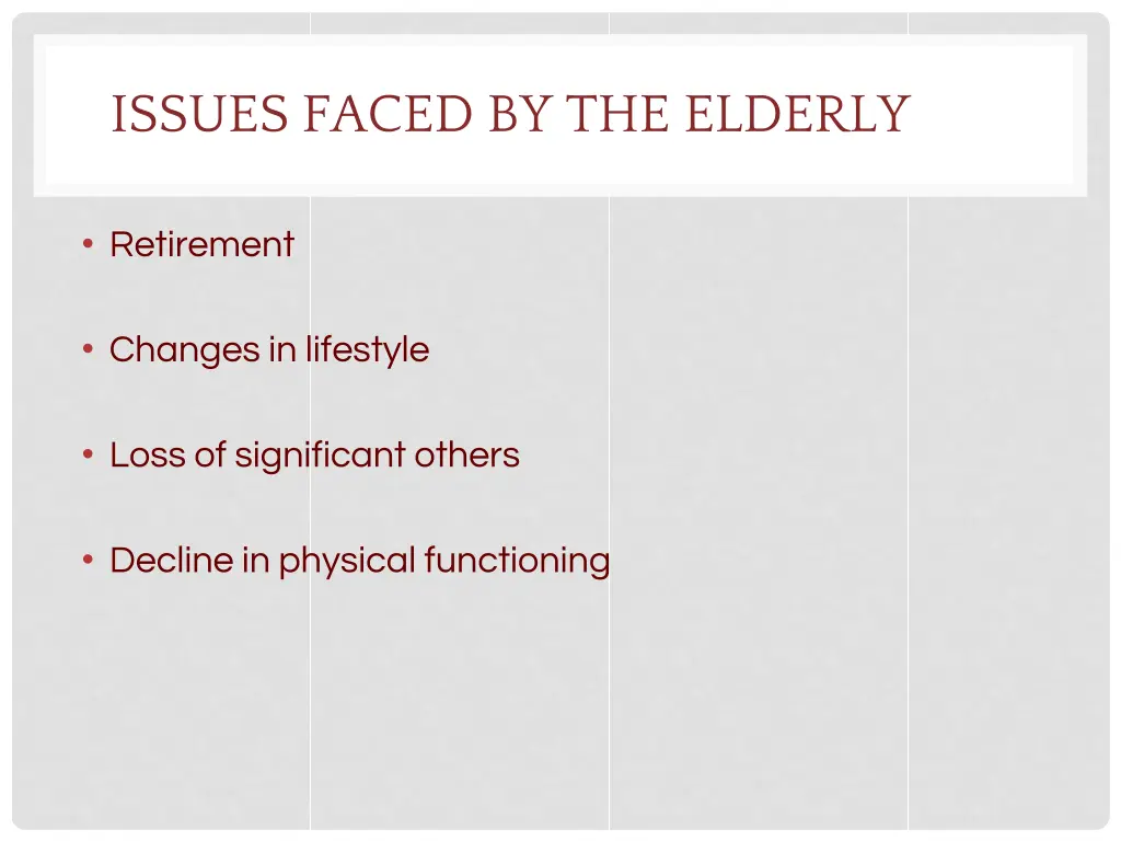 issues faced by the elderly