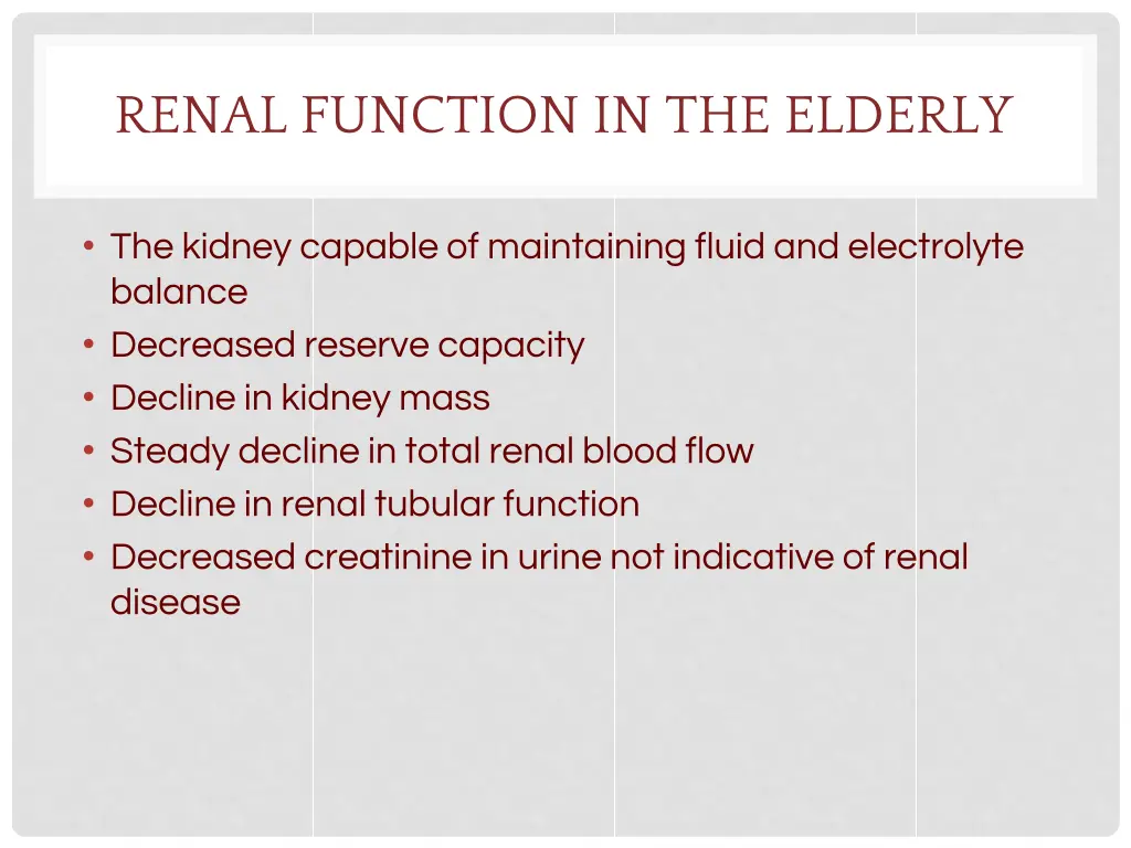 renal function in the elderly