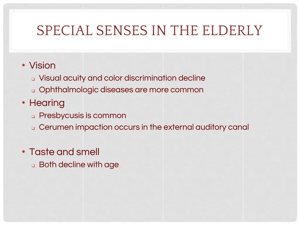 special senses in the elderly