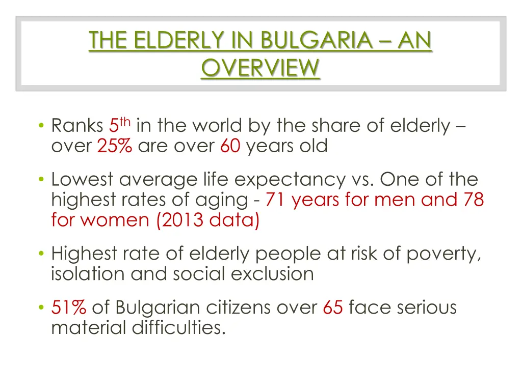 the elderly in bulgaria an overview