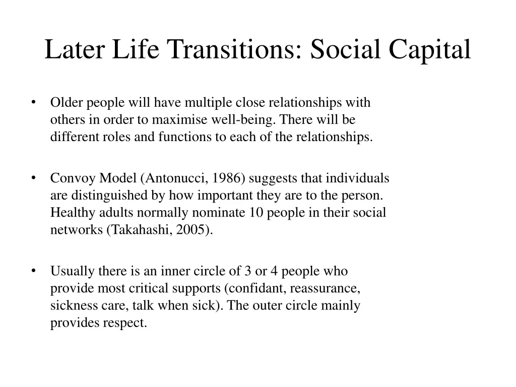 later life transitions social capital 1