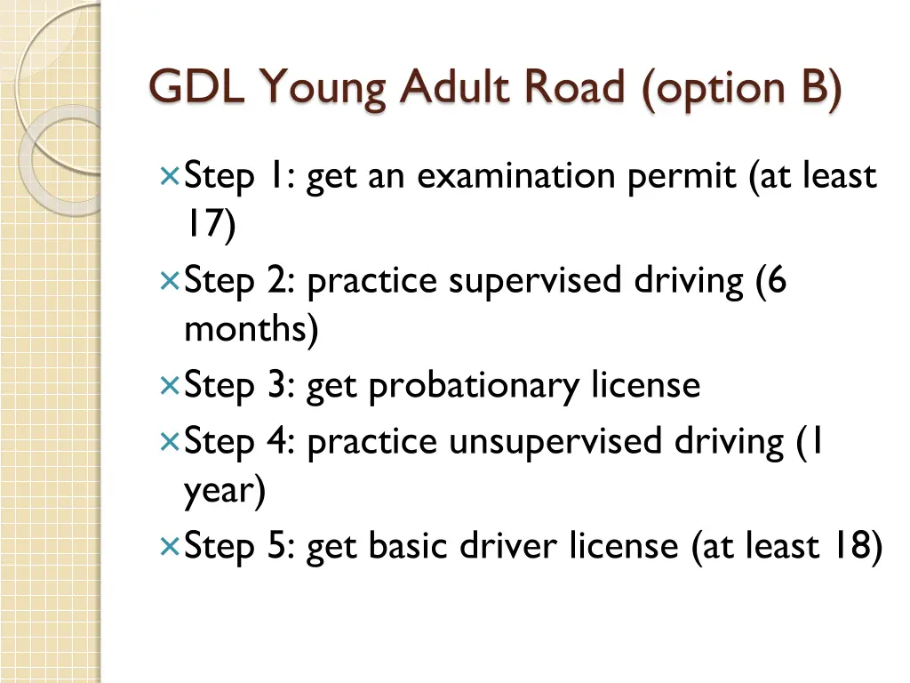 gdl young adult road option b