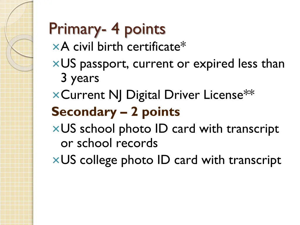 primary 4 points a civil birth certificate