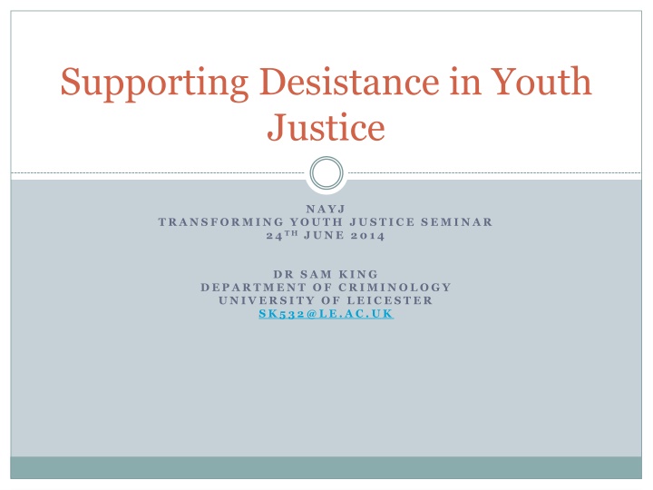 supporting desistance in youth justice