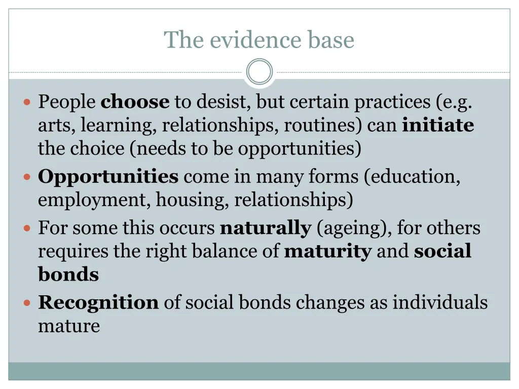 the evidence base