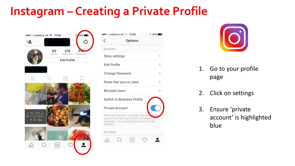 instagram creating a private profile
