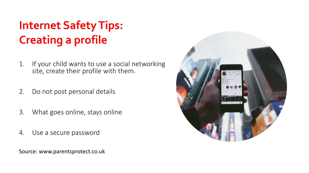 internet safety tips creating a profile