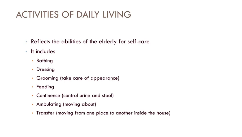 activities of daily living