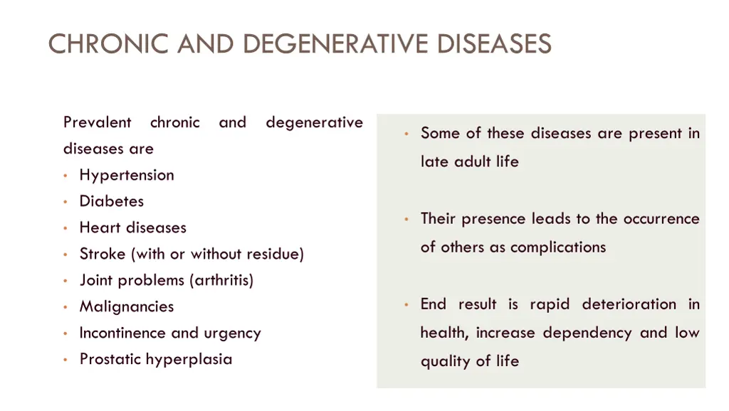 chronic and degenerative diseases