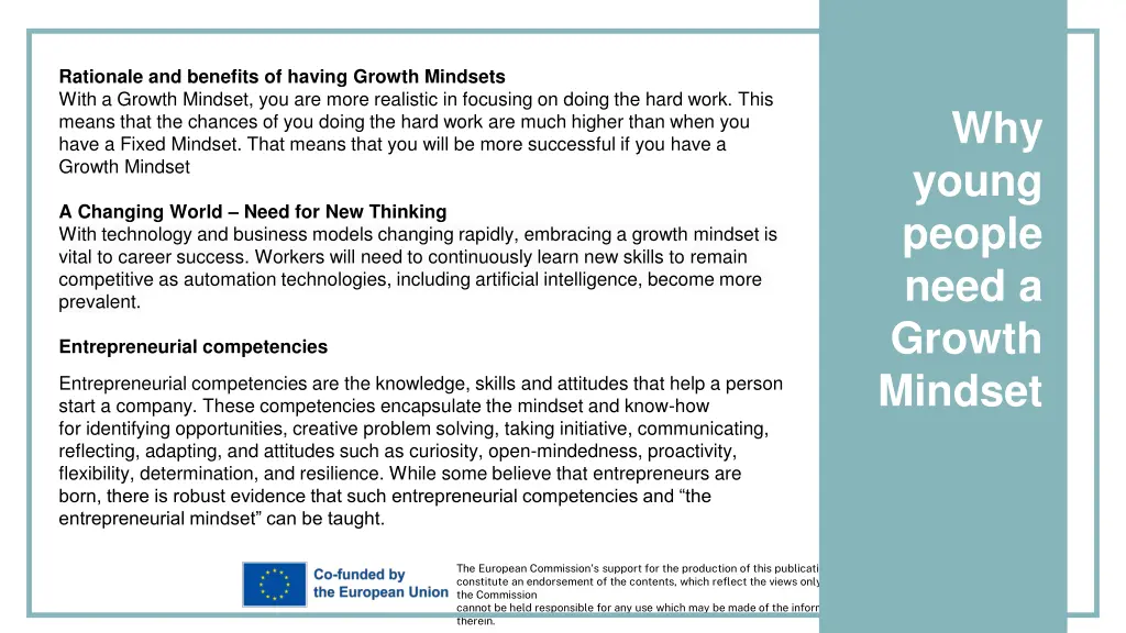 rationale and benefits of having growth mindsets