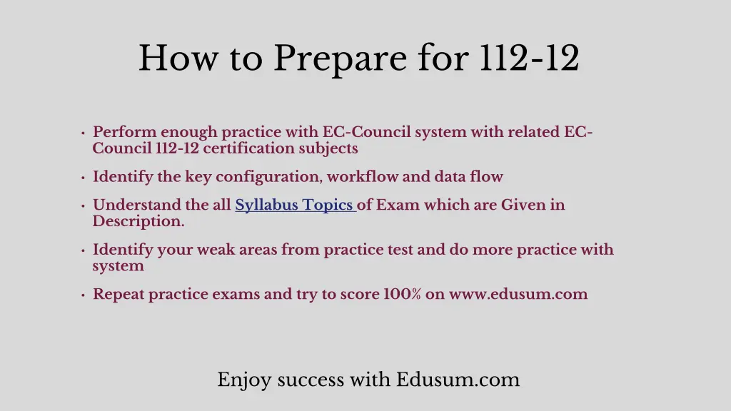 how to prepare for 112 12