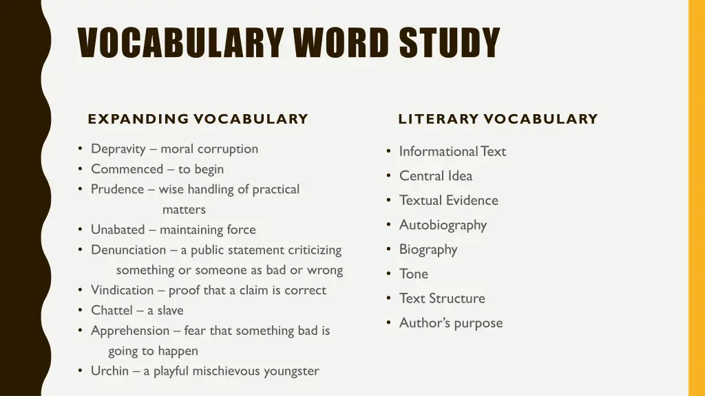 vocabulary word study