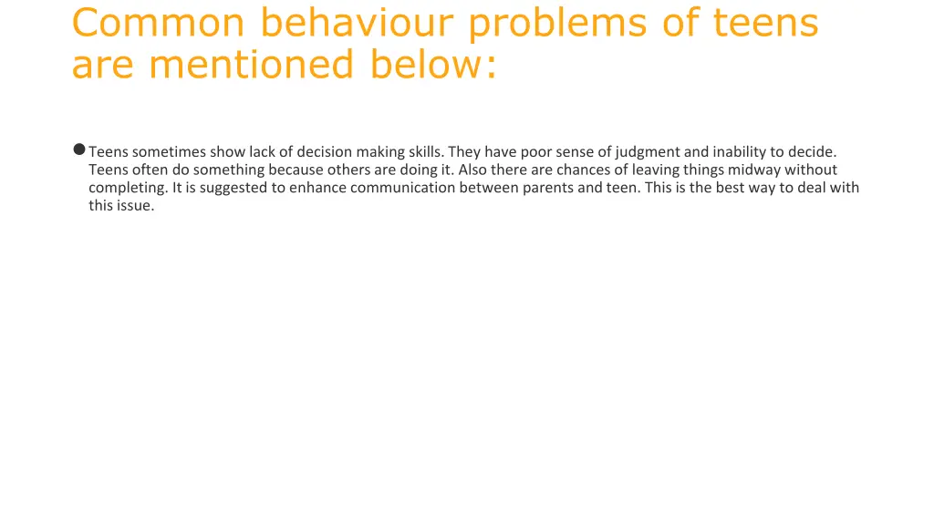 common behaviour problems of teens are mentioned 10