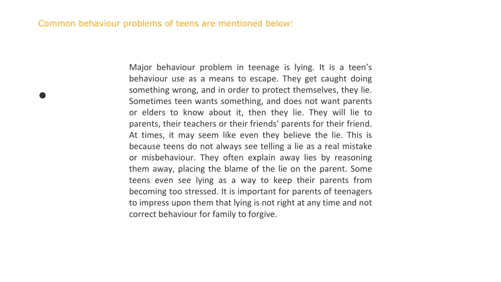 common behaviour problems of teens are mentioned