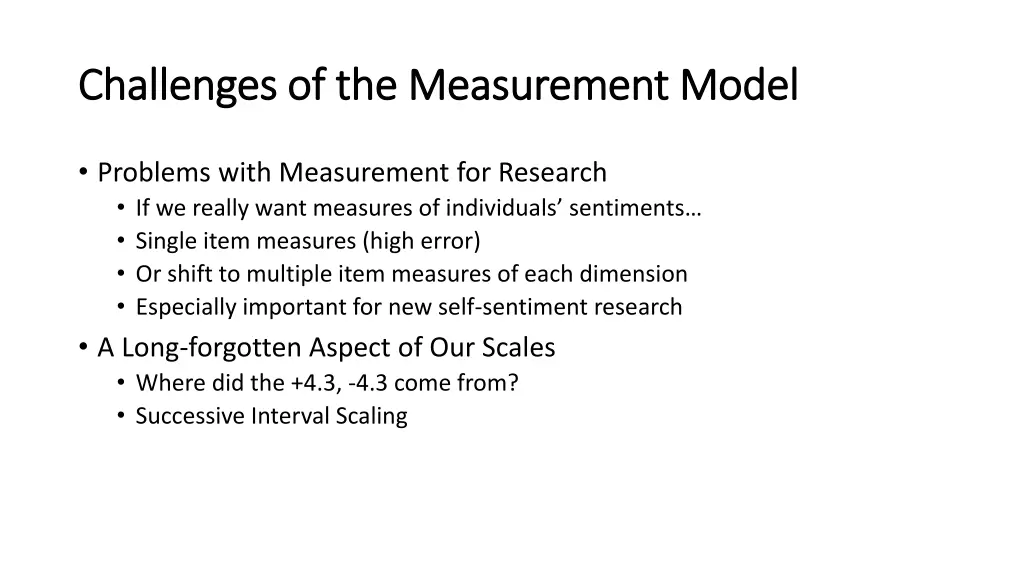 challenges of the measurement model challenges