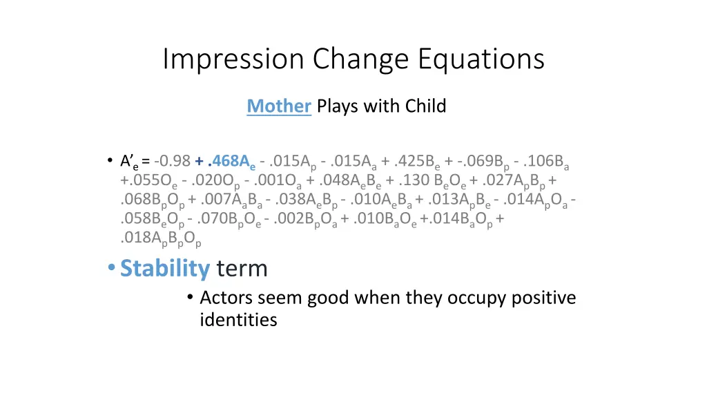 impression change equations 2