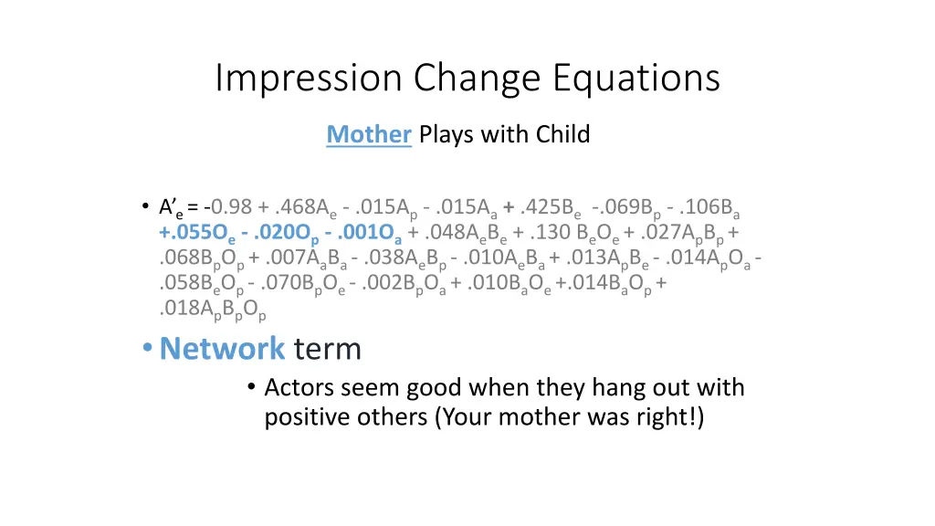 impression change equations 4