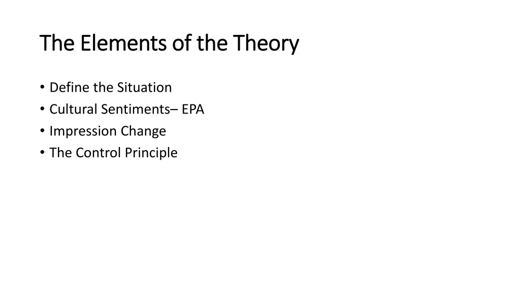 the elements of the theory the elements