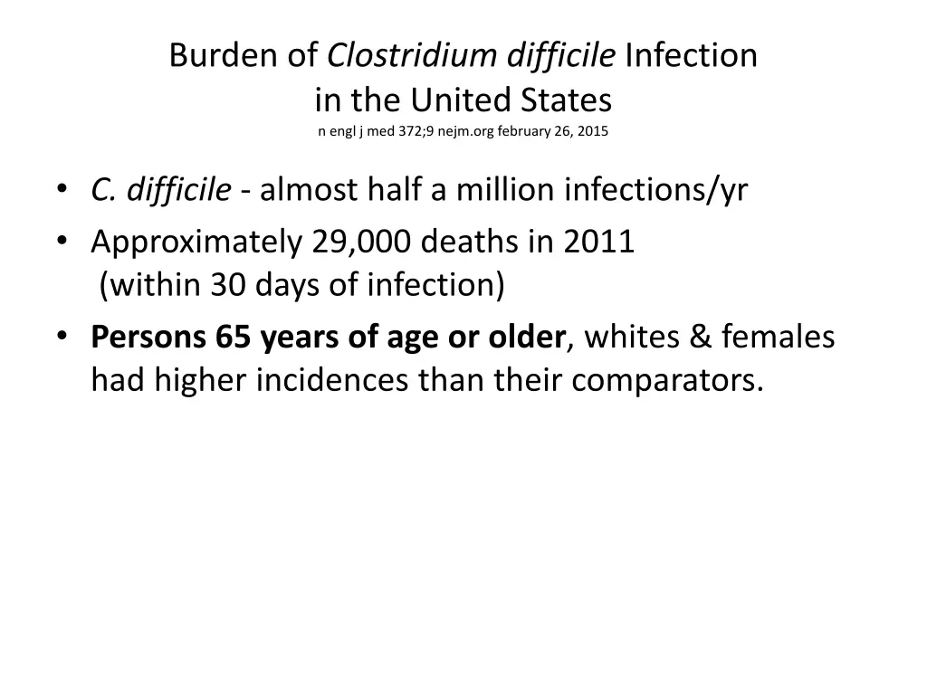 burden of clostridium difficile infection