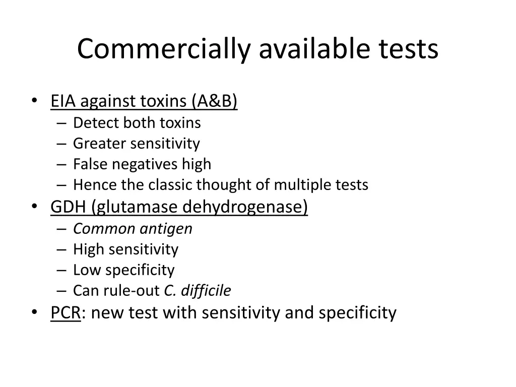 commercially available tests