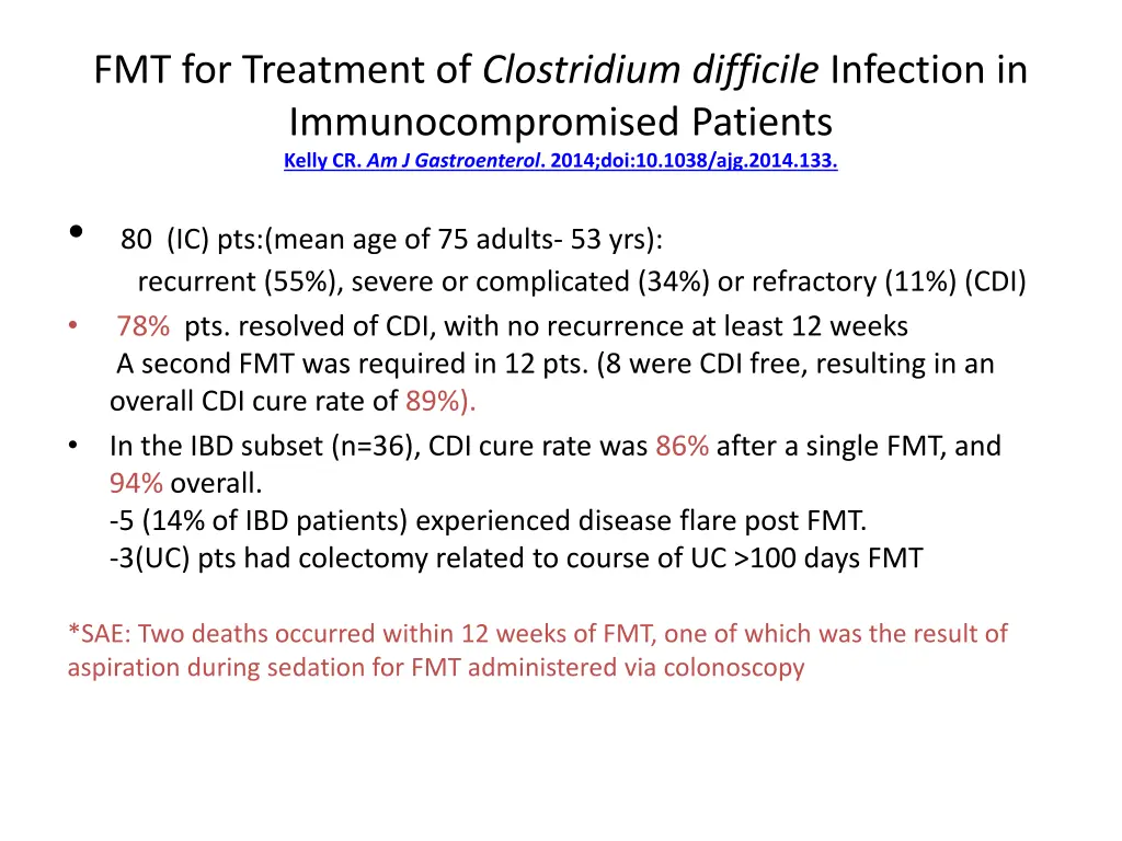 fmt for treatment of clostridium difficile