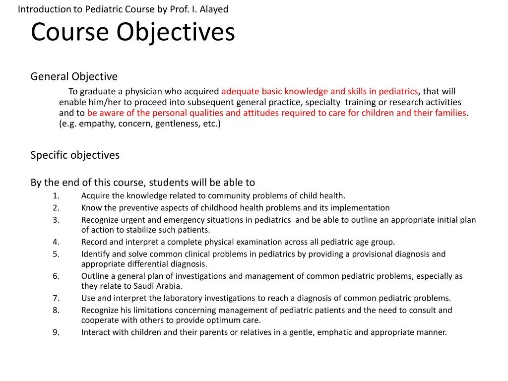 introduction to pediatric course by prof i alayed 15