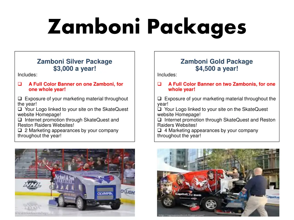 zamboni packages