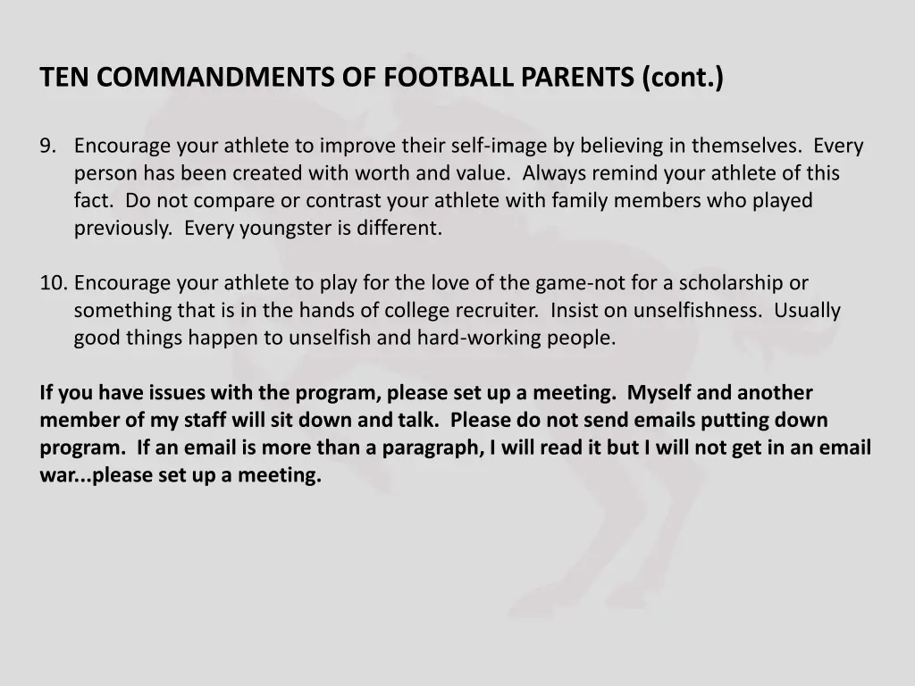 ten commandments of football parents cont 1