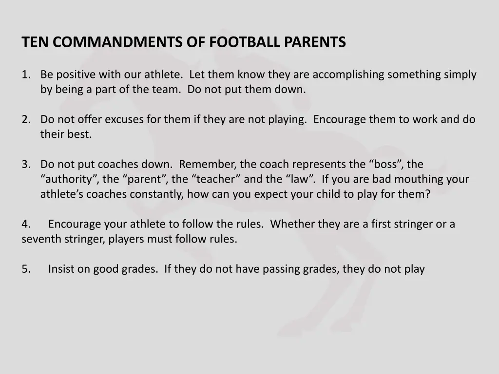 ten commandments of football parents