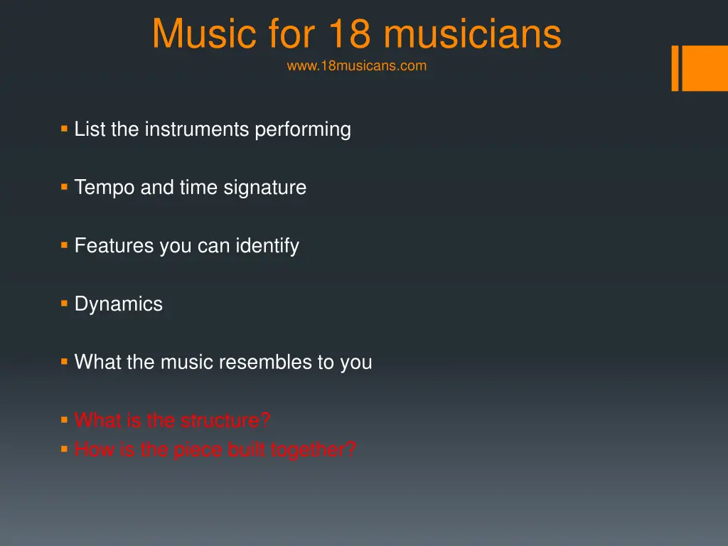 music for 18 musicians www 18musicans com