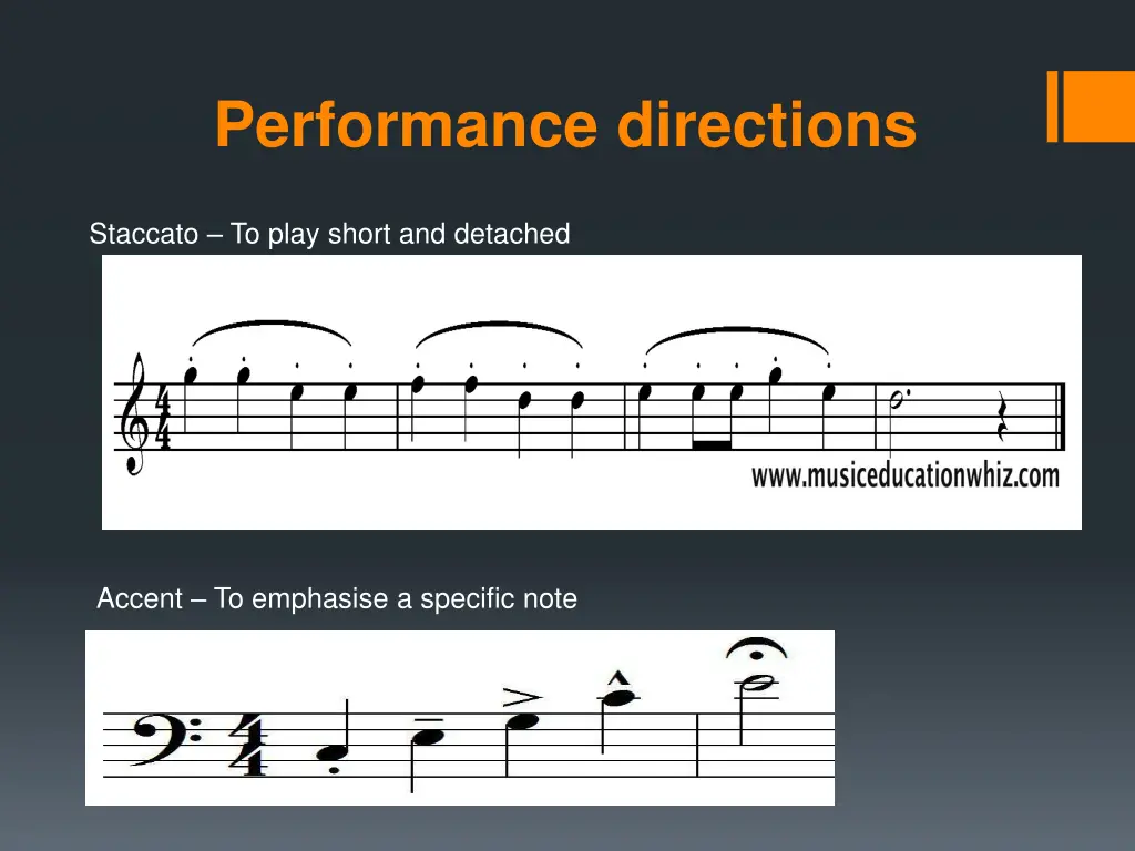 performance directions