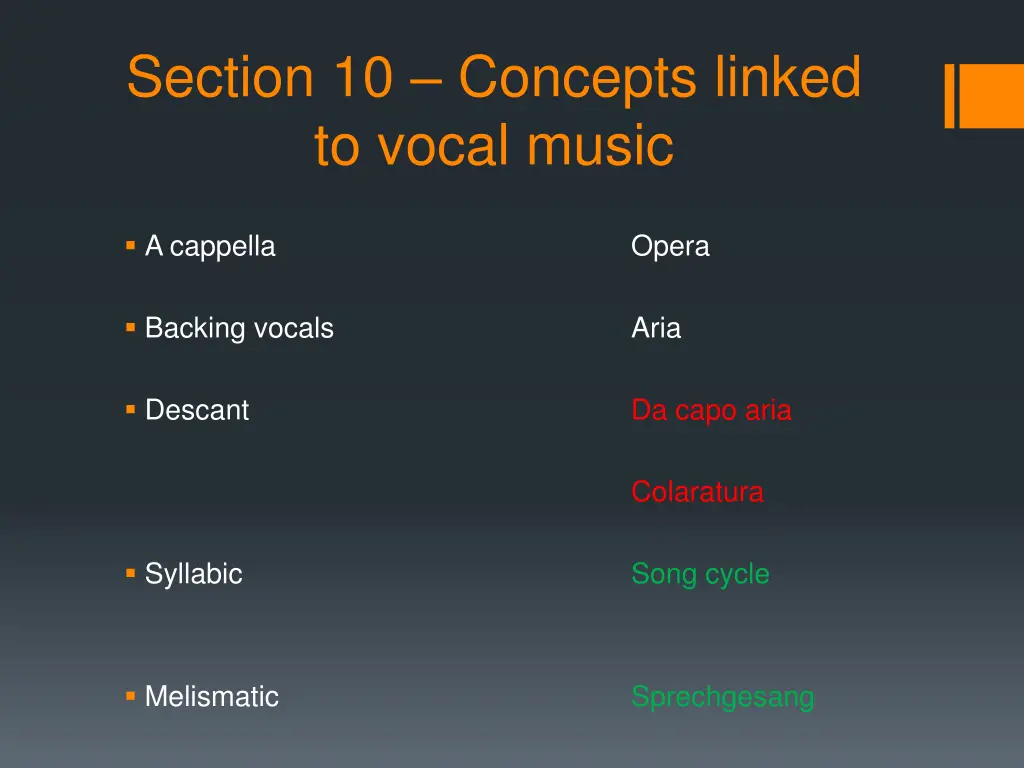 section 10 concepts linked to vocal music