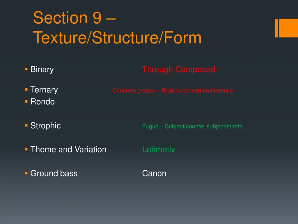 section 9 texture structure form