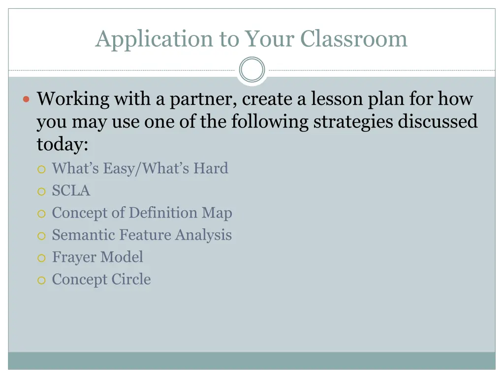 application to your classroom