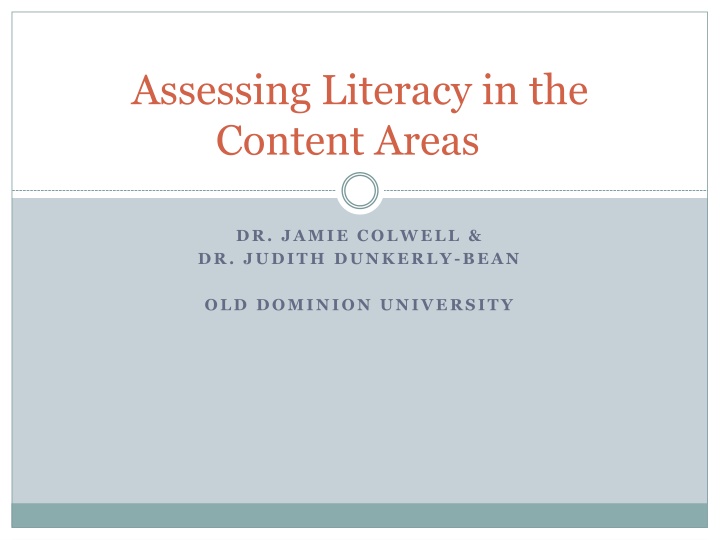 assessing literacy in the content areas