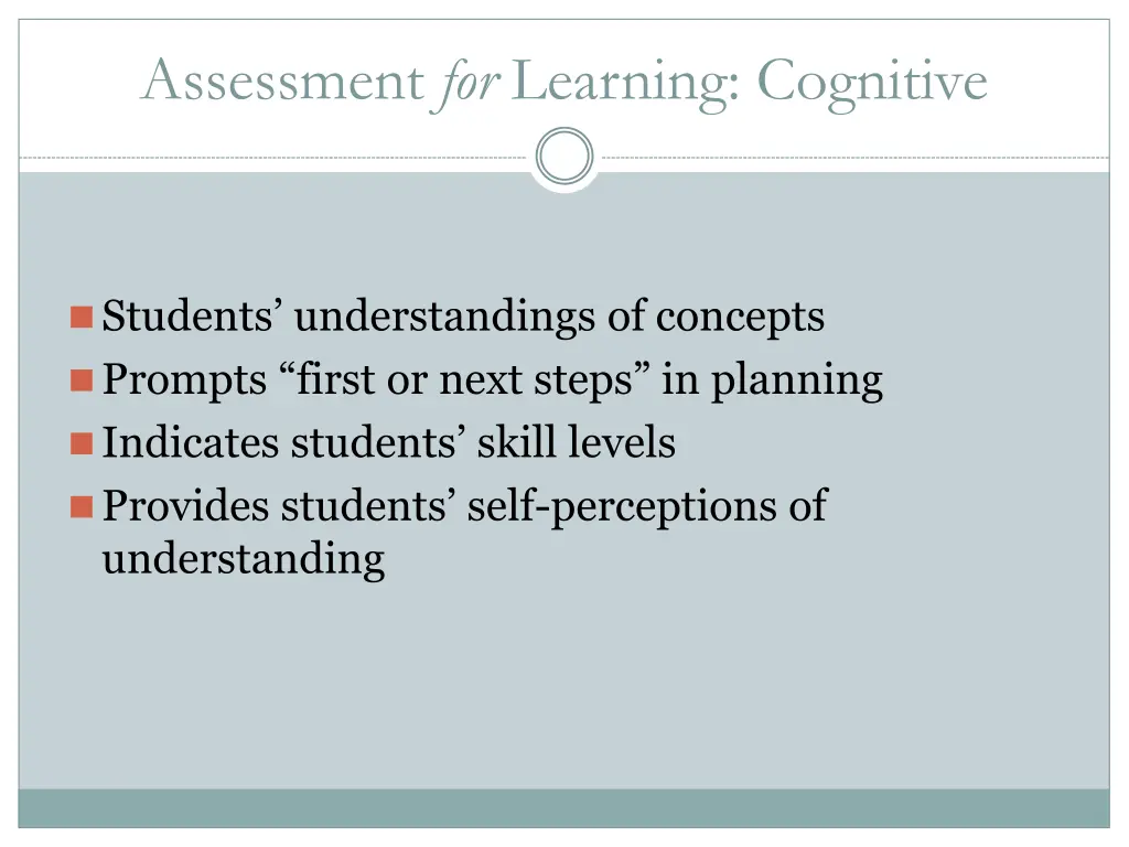 assessment for learning cognitive