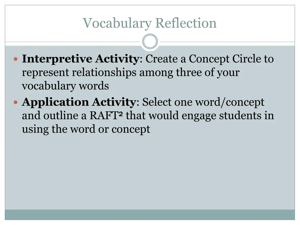 vocabulary reflection