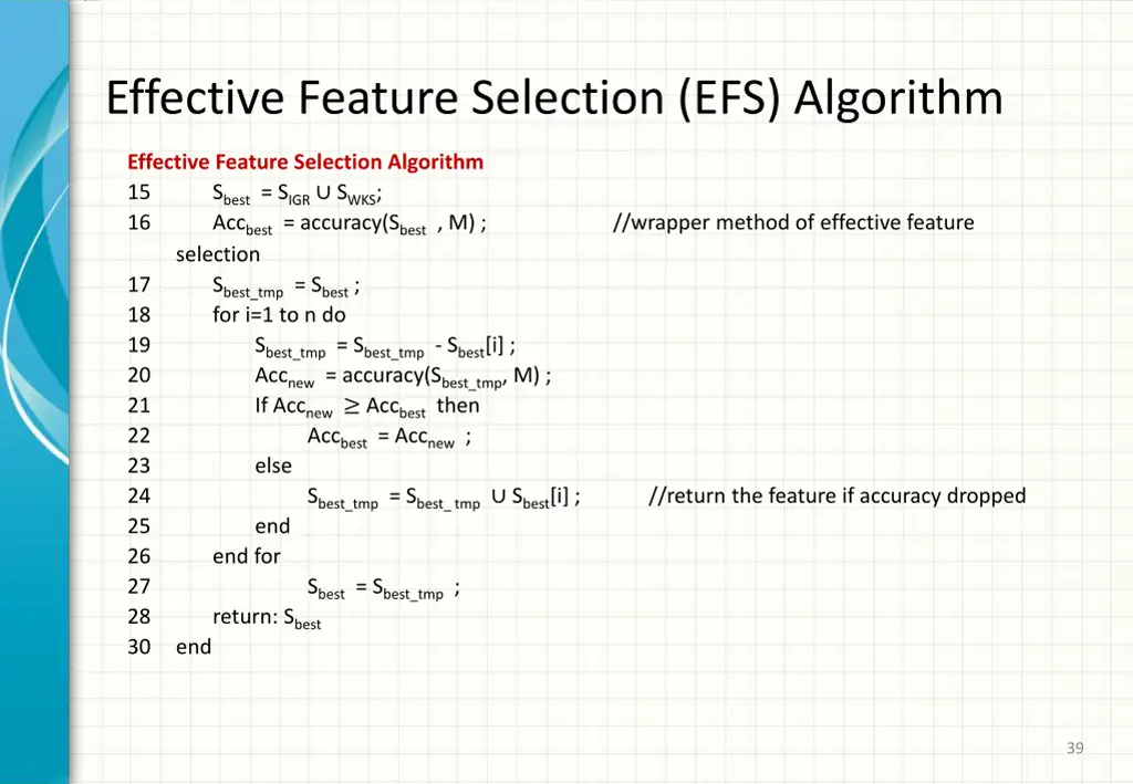 effective feature selection efs algorithm 2