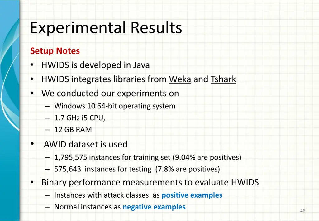 experimental results