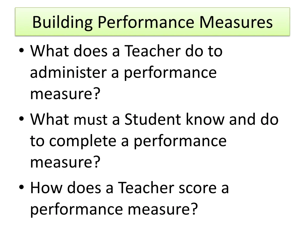 building performance measures what does a teacher