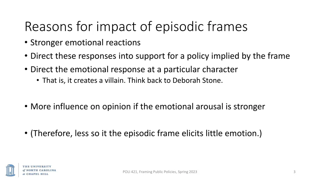 reasons for impact of episodic frames stronger