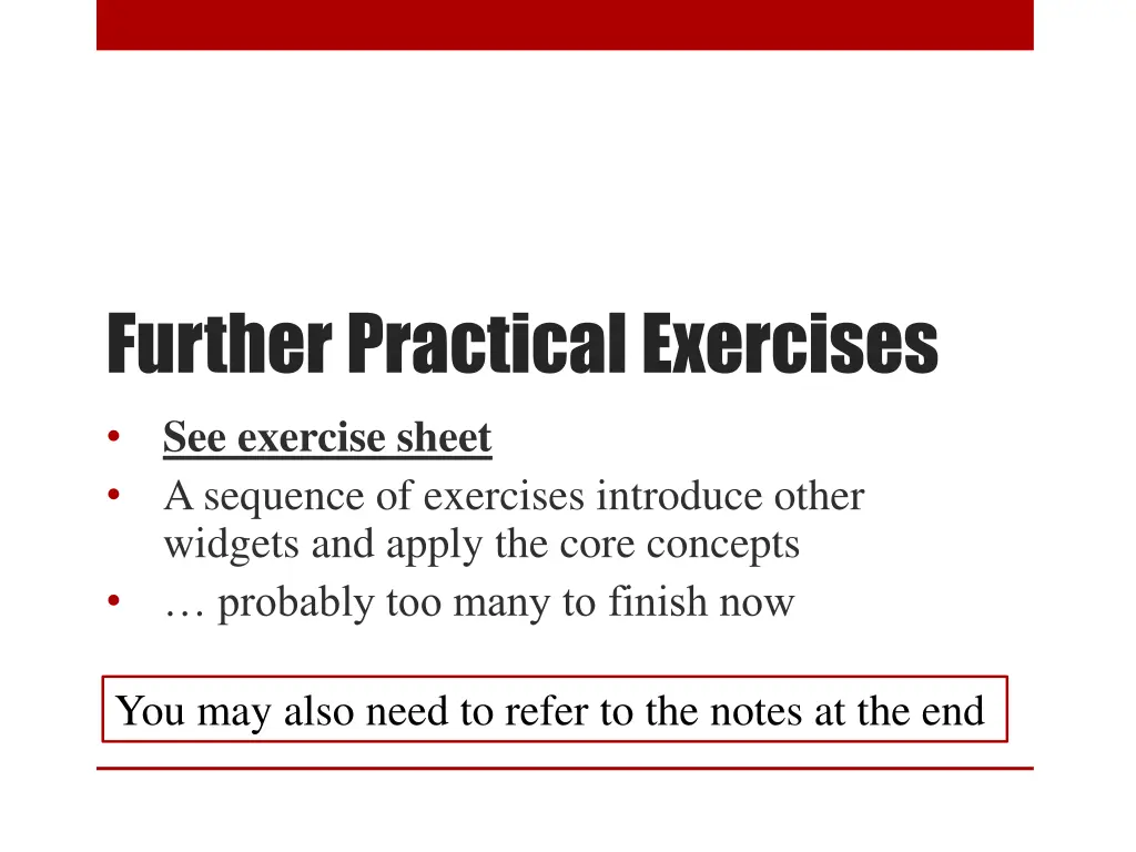 further practical exercises see exercise sheet