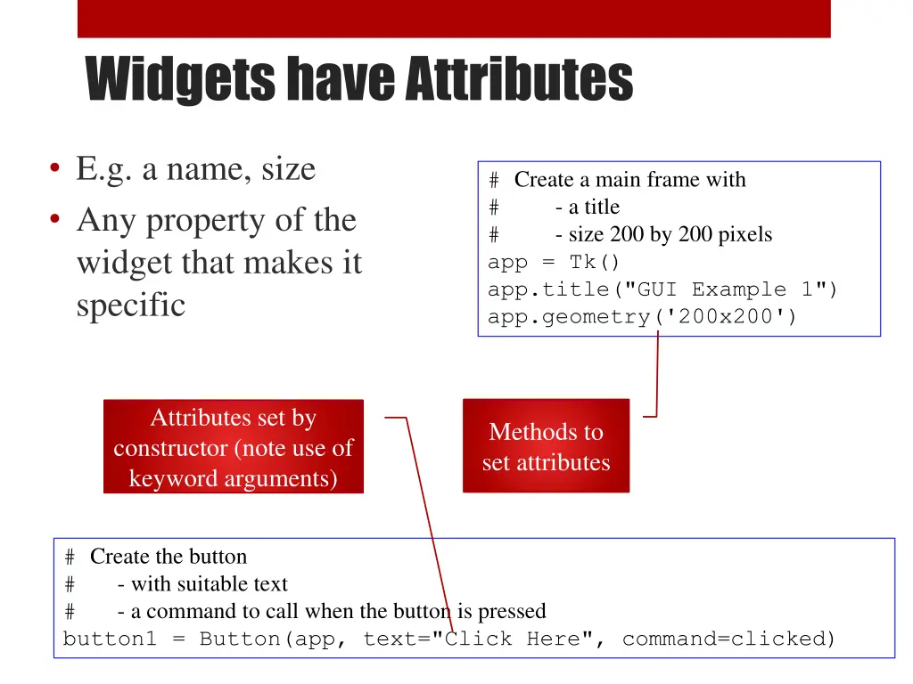 widgets have attributes