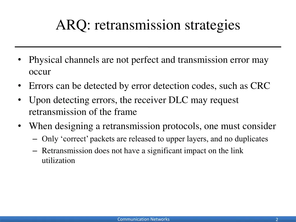 arq retransmission strategies