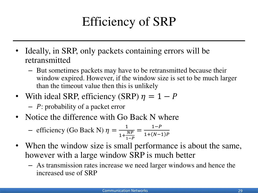 efficiency of srp