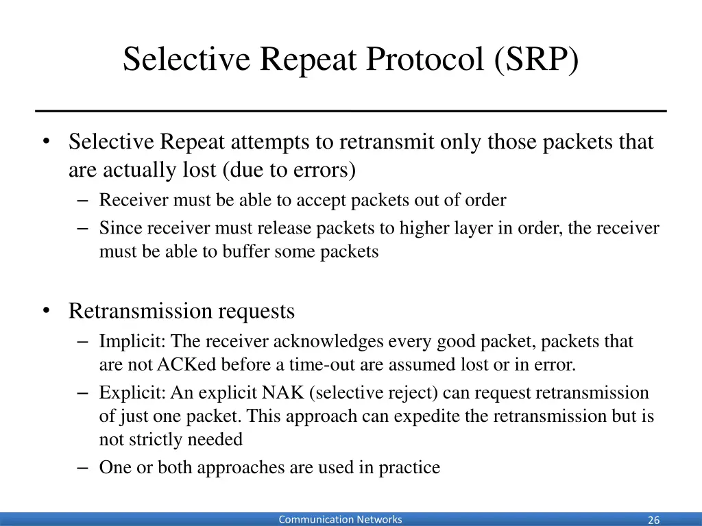 selective repeat protocol srp