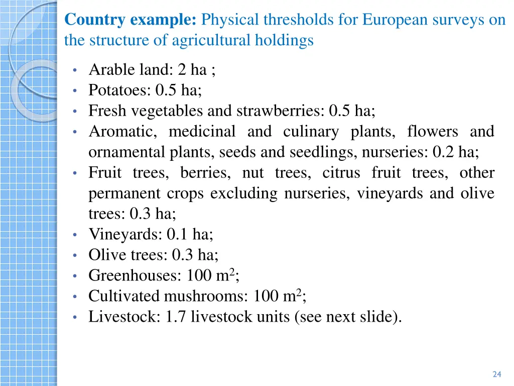 country example physical thresholds for european