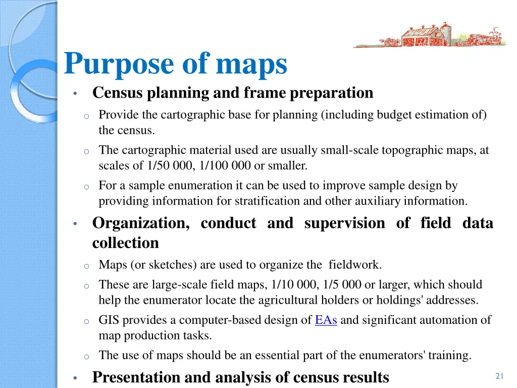 purpose of maps census planning and frame