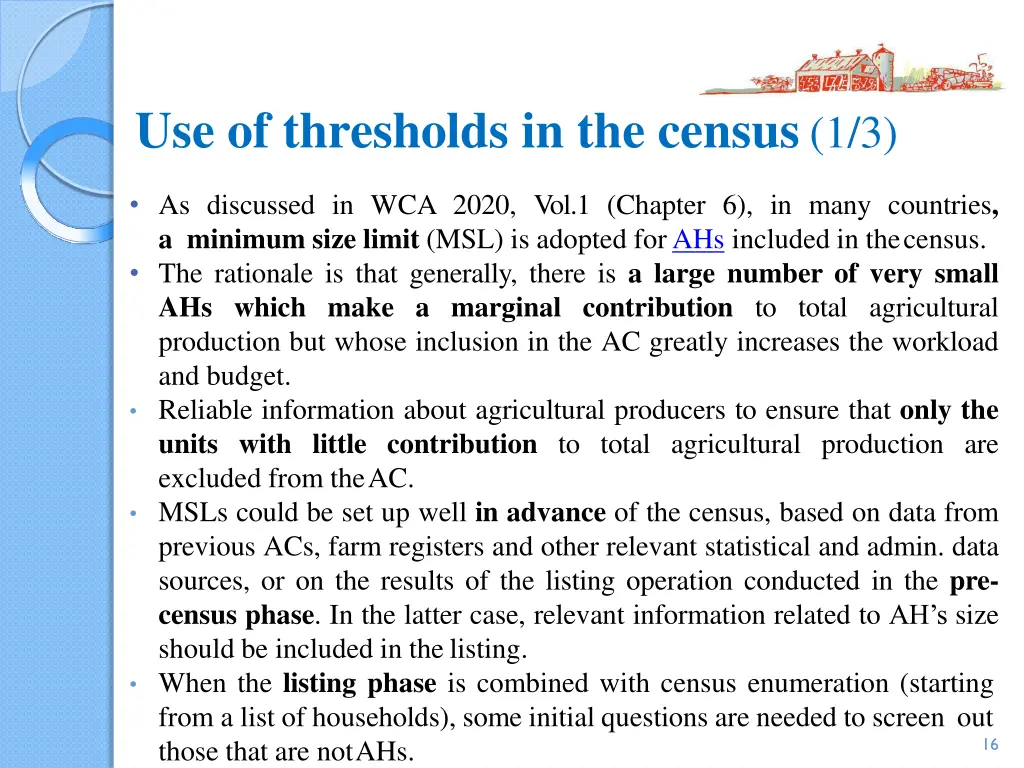 use of thresholds in the census 1 3